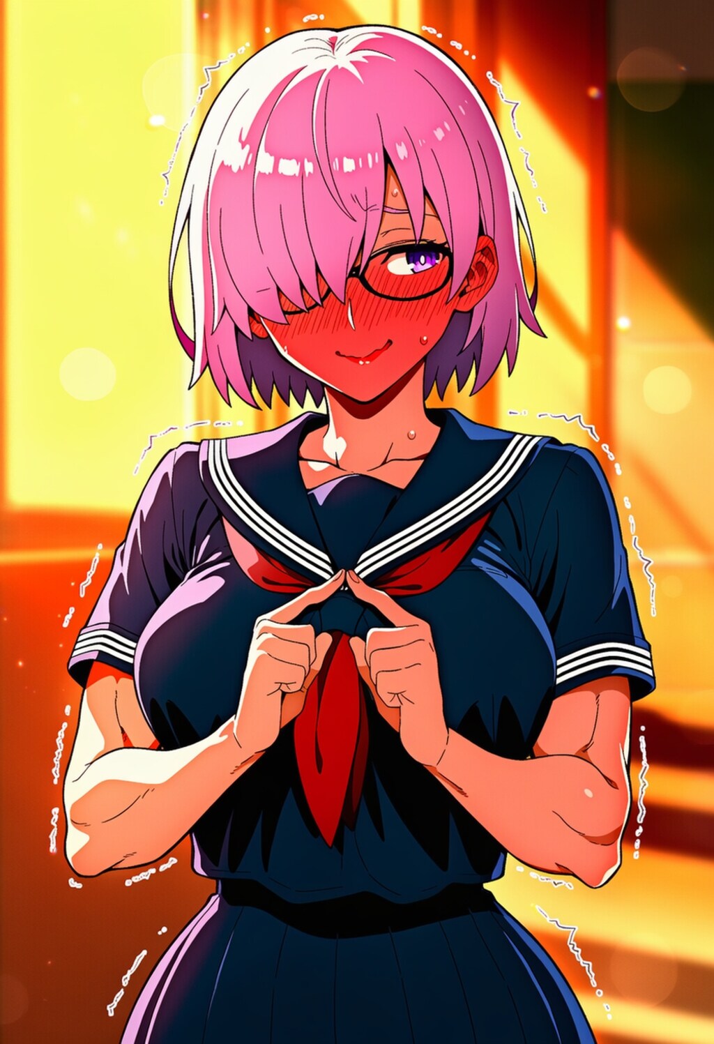 赤面制服＆私服コスプレ眼鏡後輩人妻