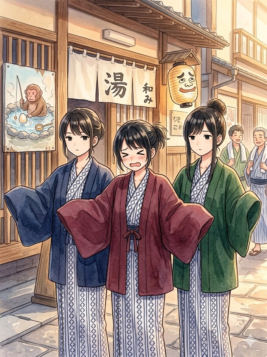 羽織をパタパタ