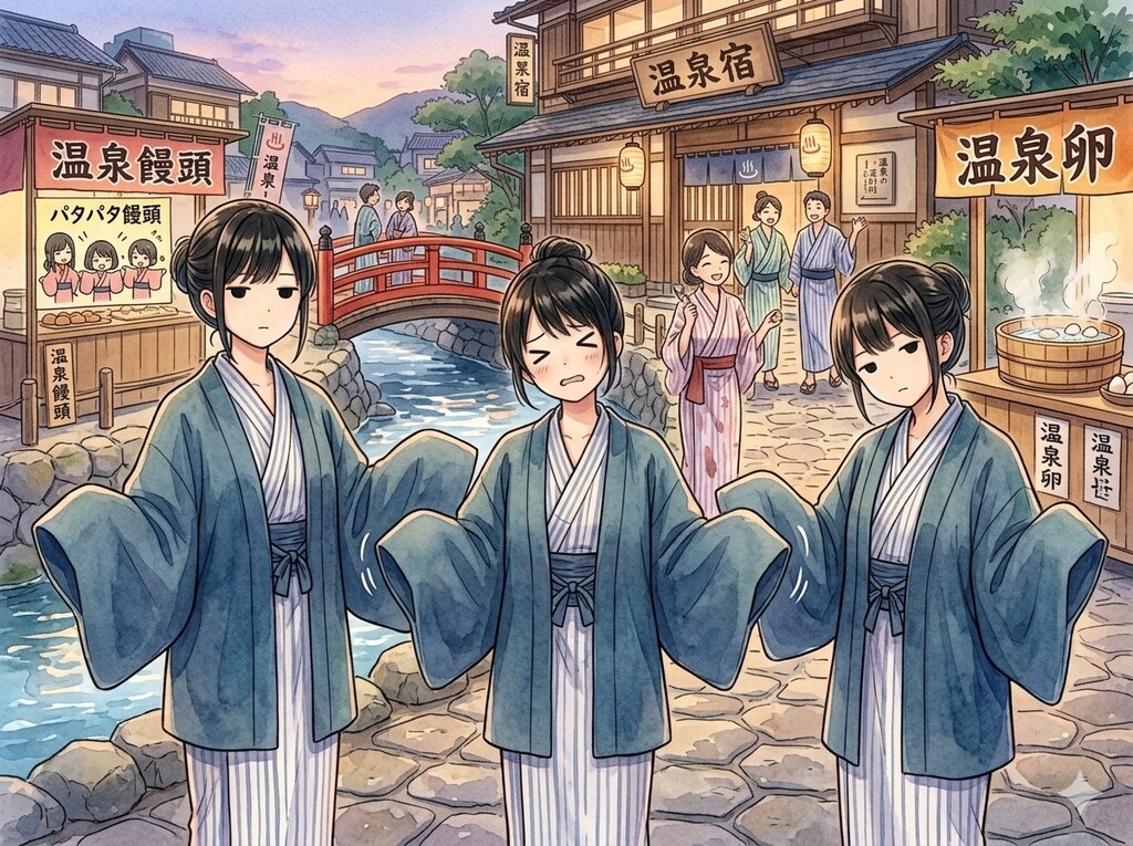 羽織をパタパタ