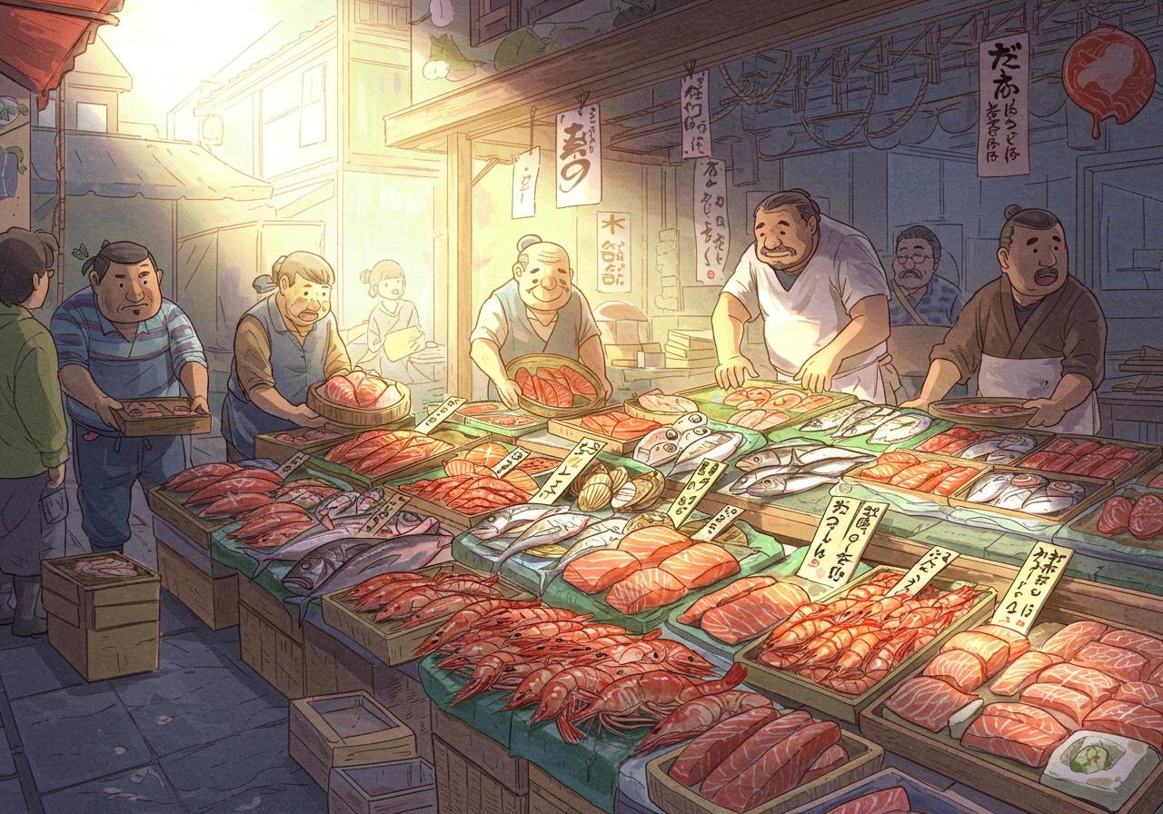 🐟魚市場③ | の人気AIイラスト・グラビア