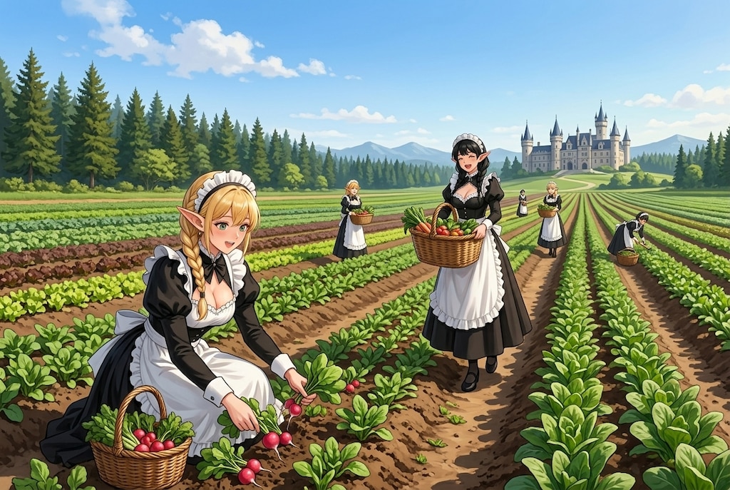 🥦春野菜を収穫するエルフメイドさん💕