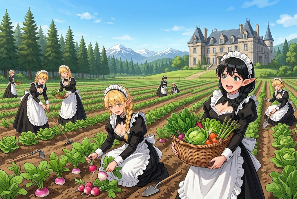 🥦春野菜を収穫するエルフメイドさん💕