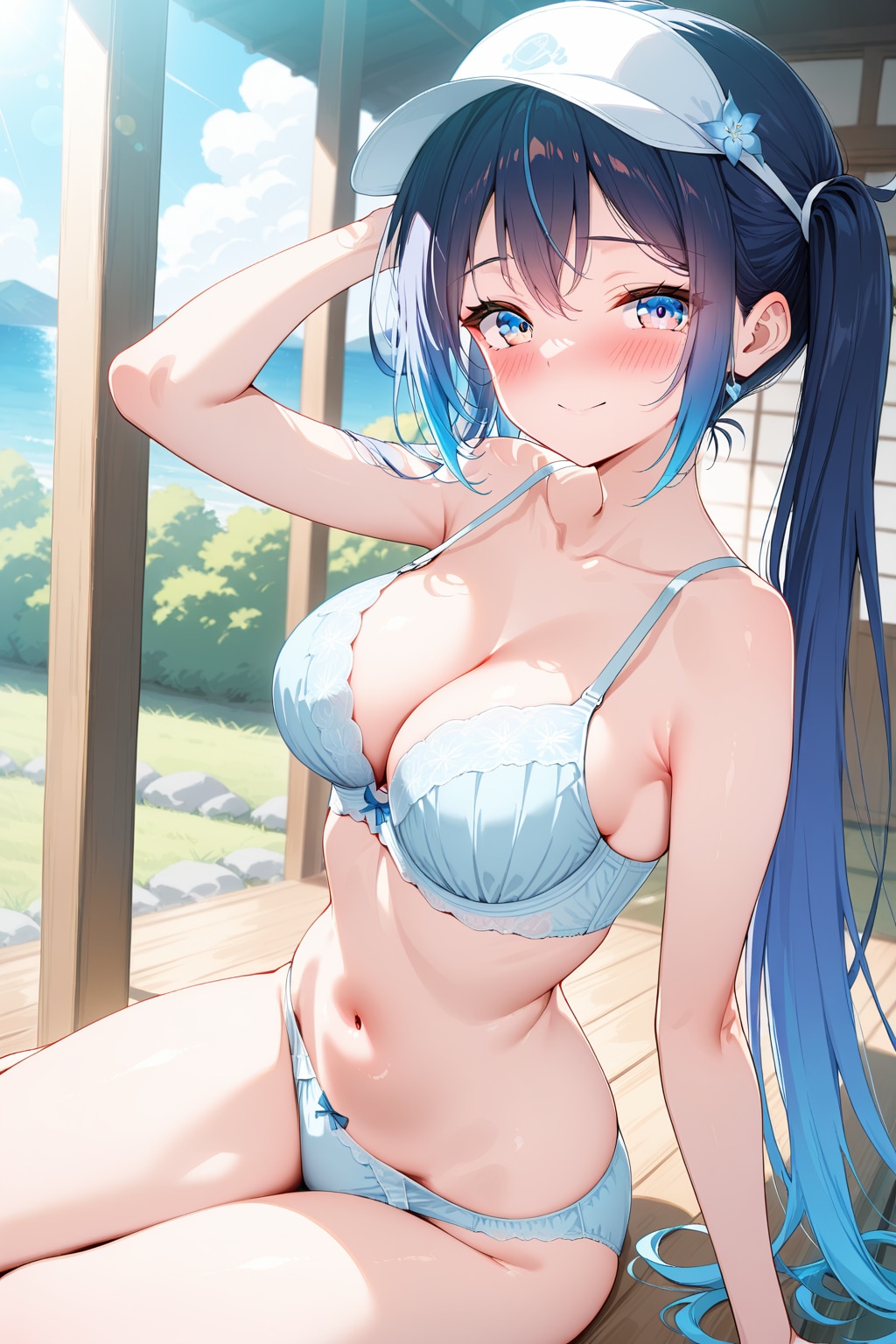 縁側で