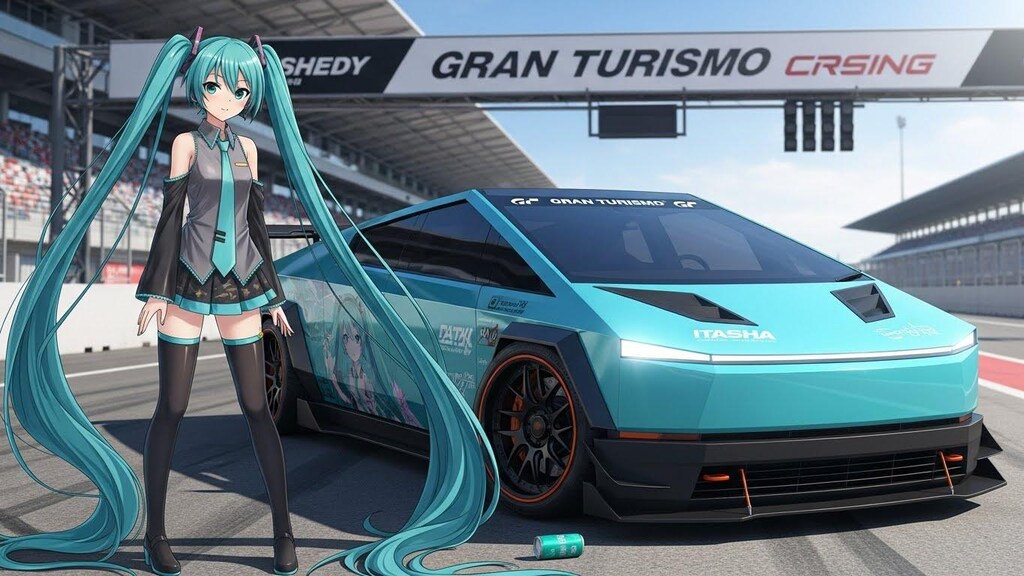 初音ミクとグランツーリスモテスラサイバートラック