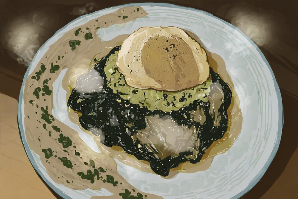 絵画風フォアグラソテー　甘辛だれ