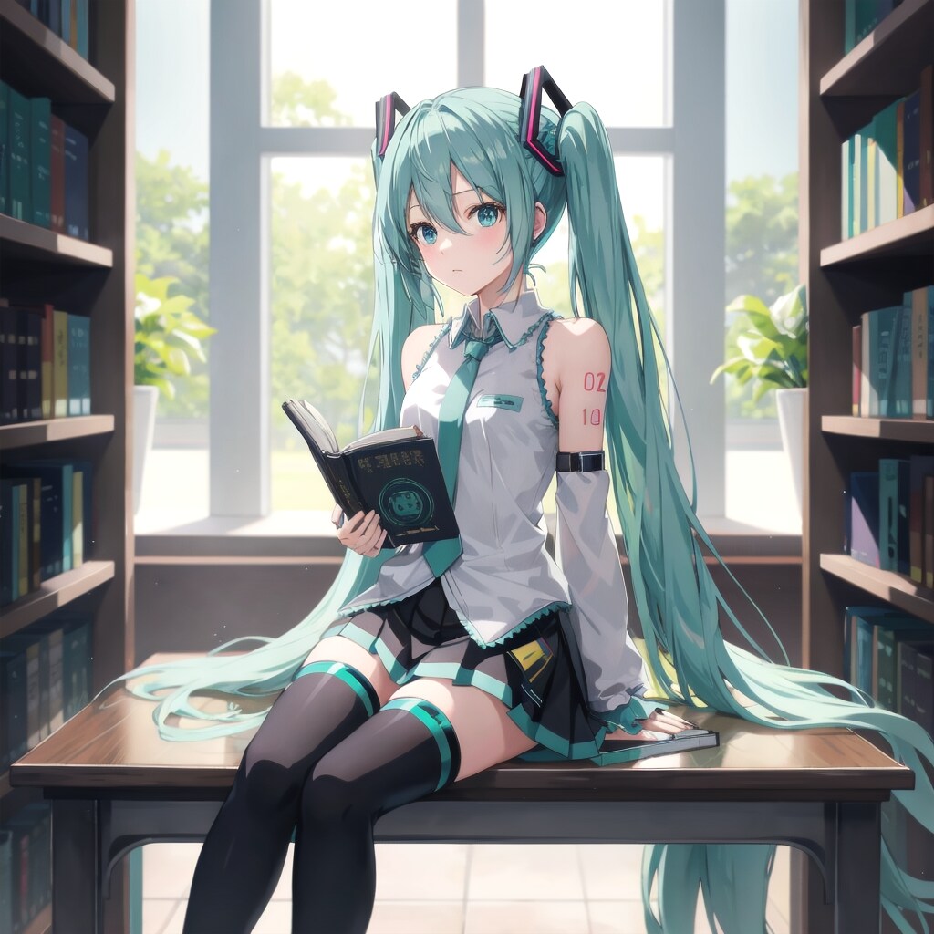 読書しながら物思いにふけるミクさん