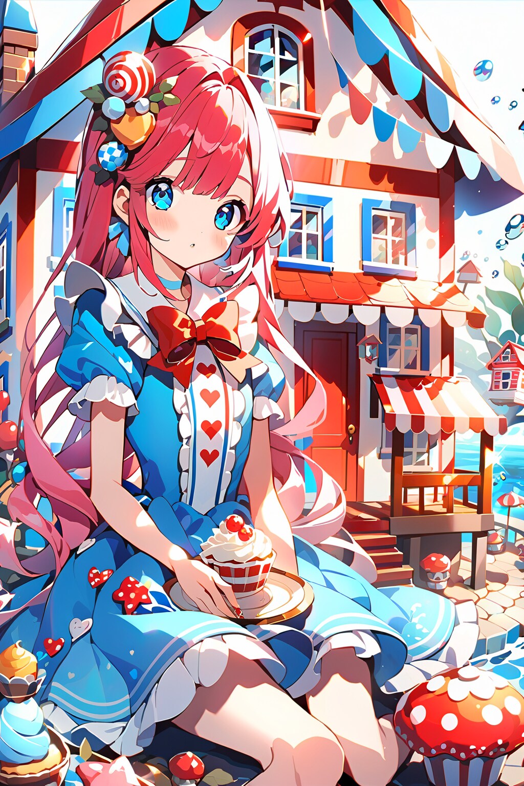 不思議の水面のお菓子の家 | の人気AIイラスト・グラビア