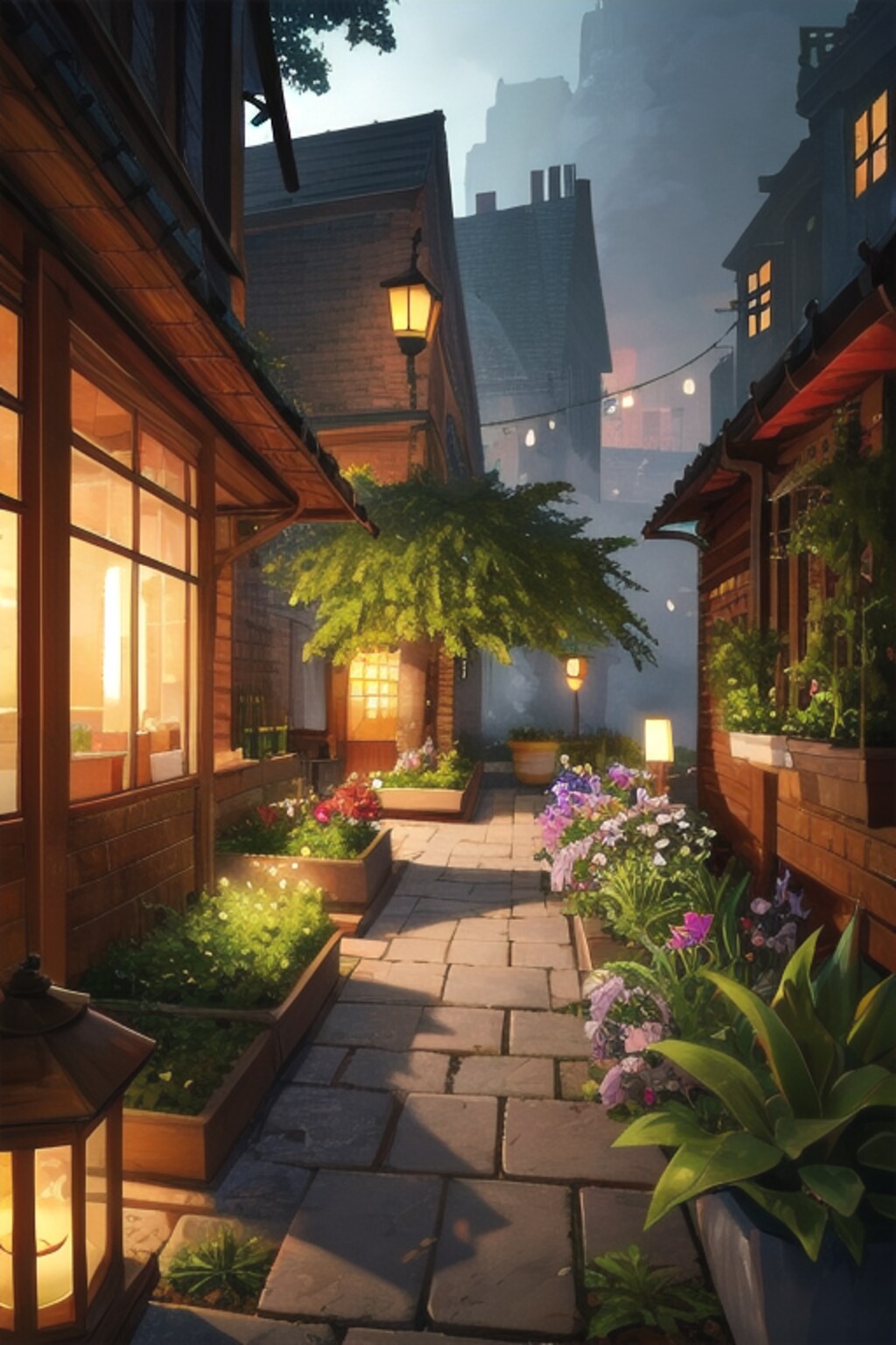 賑やかな路地裏