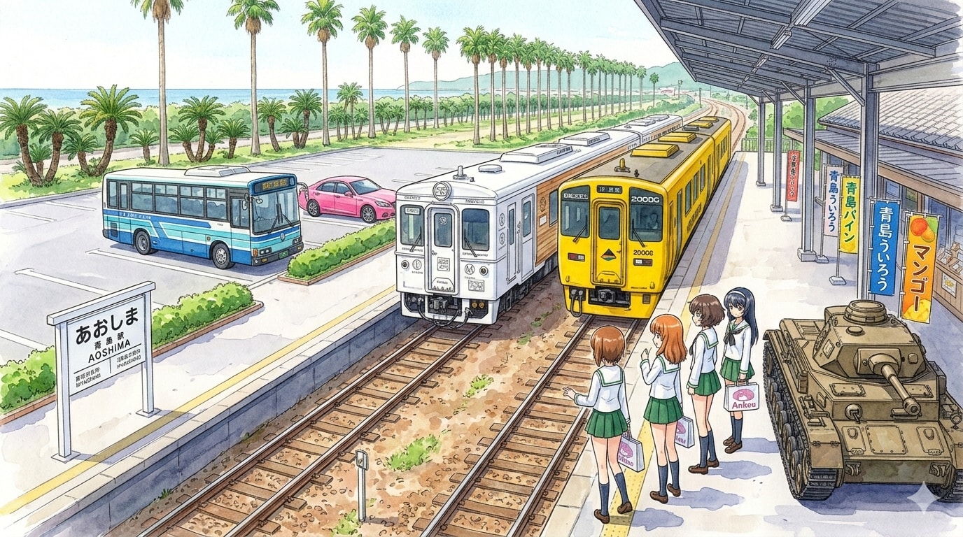 戦車のある風景（デタラメ青島駅） | の人気AIイラスト・グラビア
