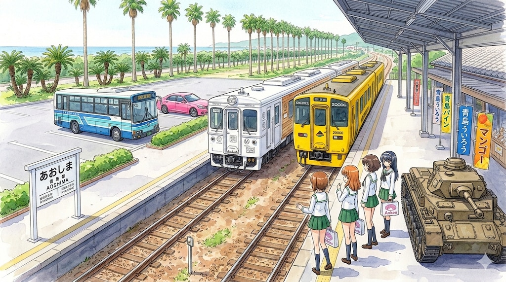 戦車のある風景（デタラメ青島駅）