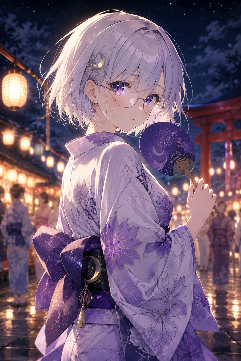 夏宵に映る月の少女