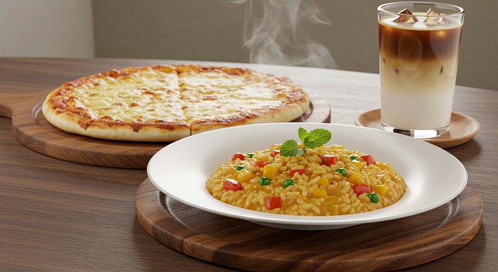 深夜食堂のリゾットとピザのセット
