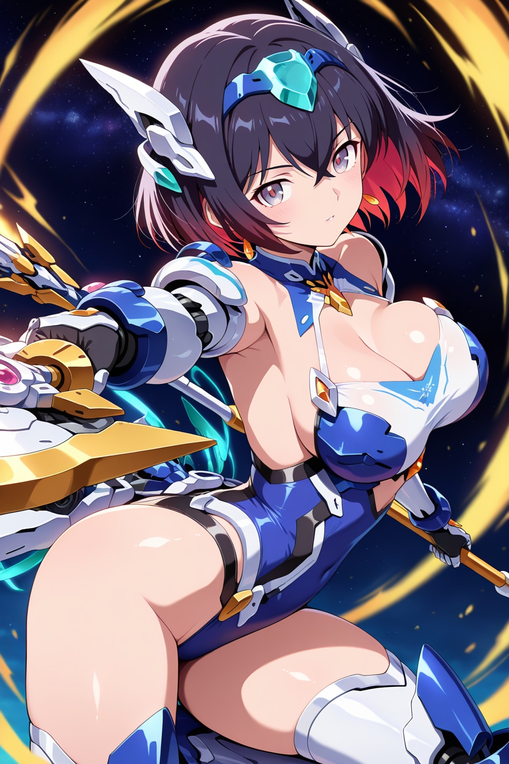 星空とハイレグメカ娘💕・・HARPY生成のアニメポスター＆ピンナップっぽさ好き😍💕