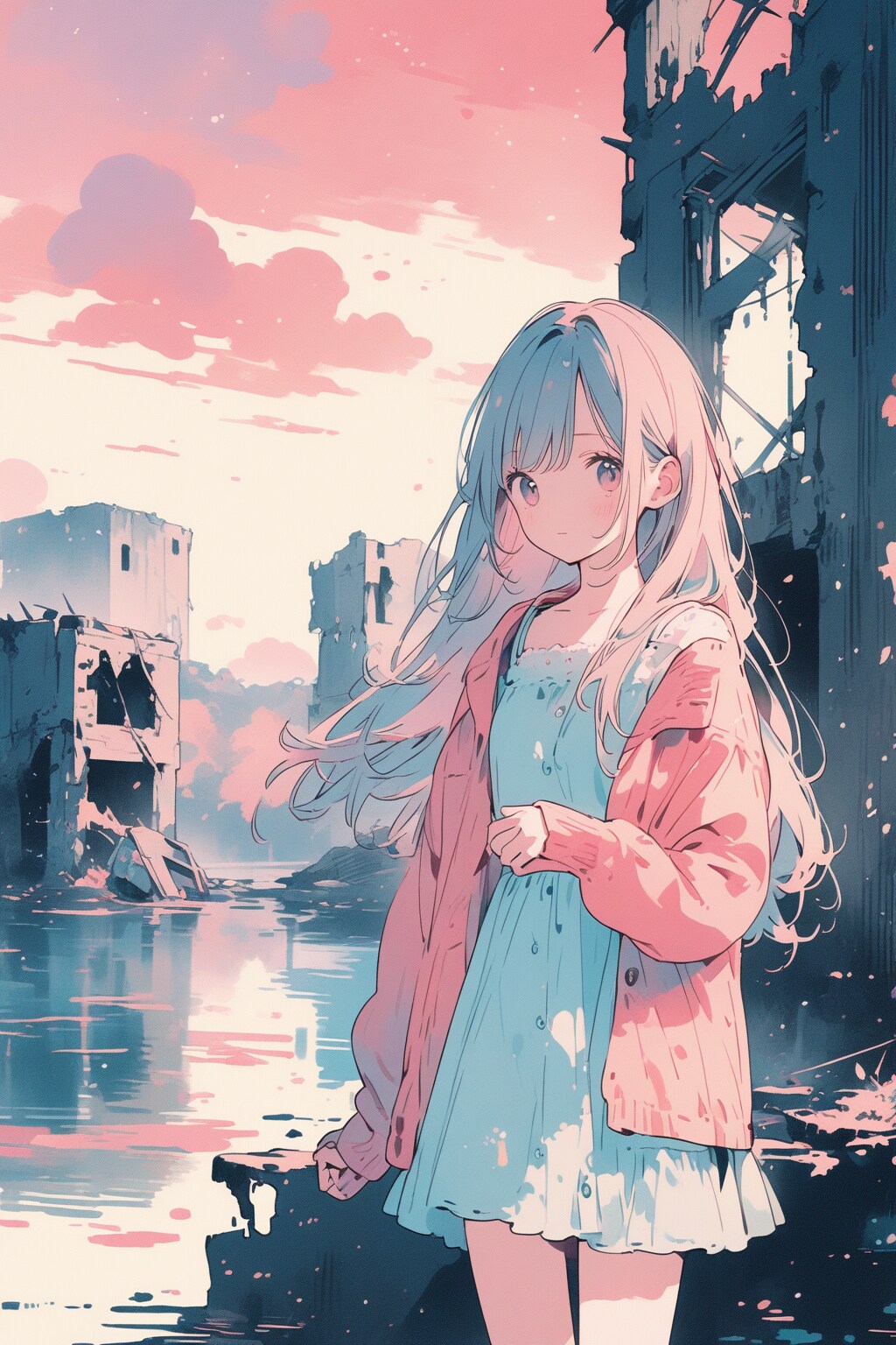 廃墟でも、君はかわいい | の人気AIイラスト・グラビア