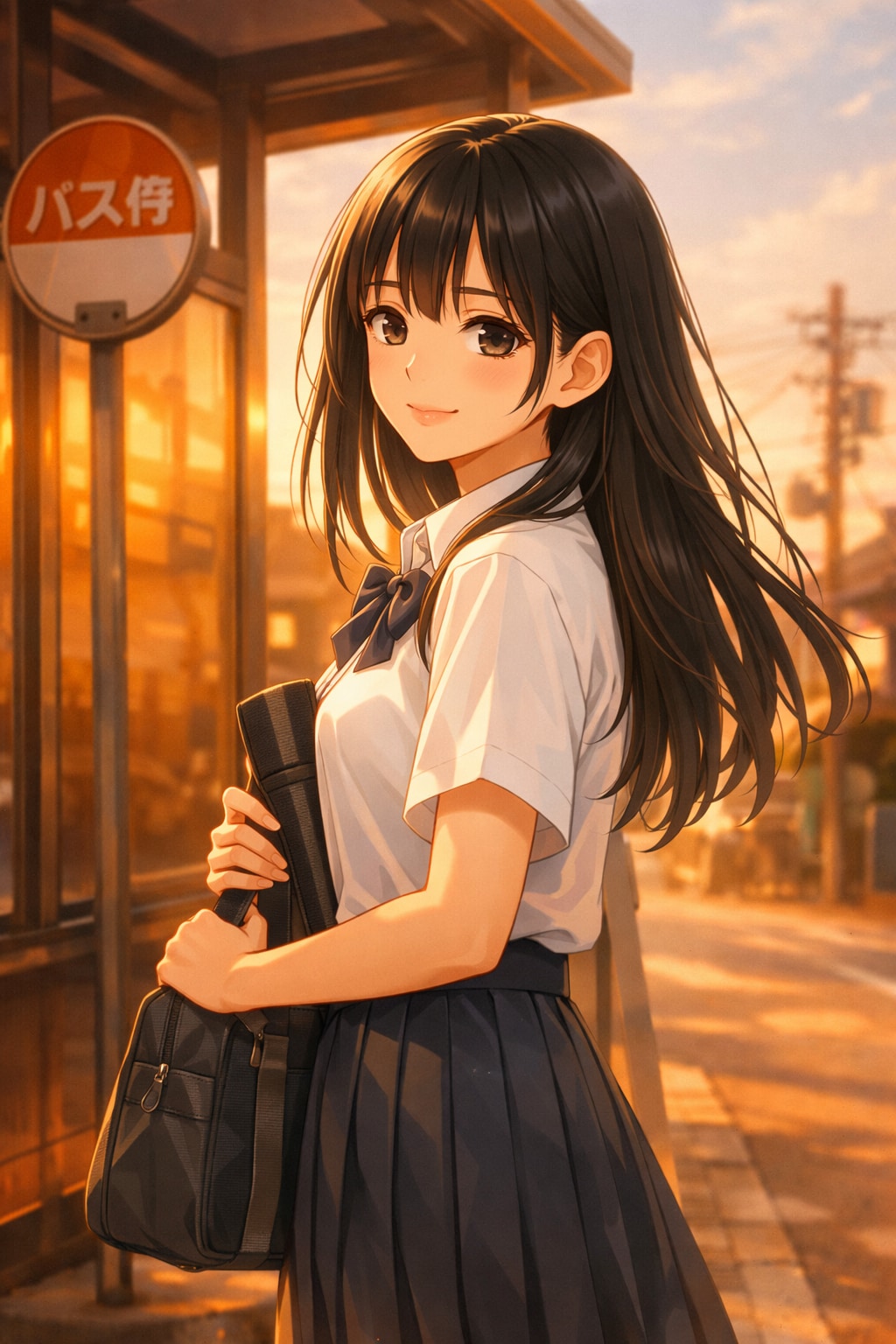 バスを待つ少女
