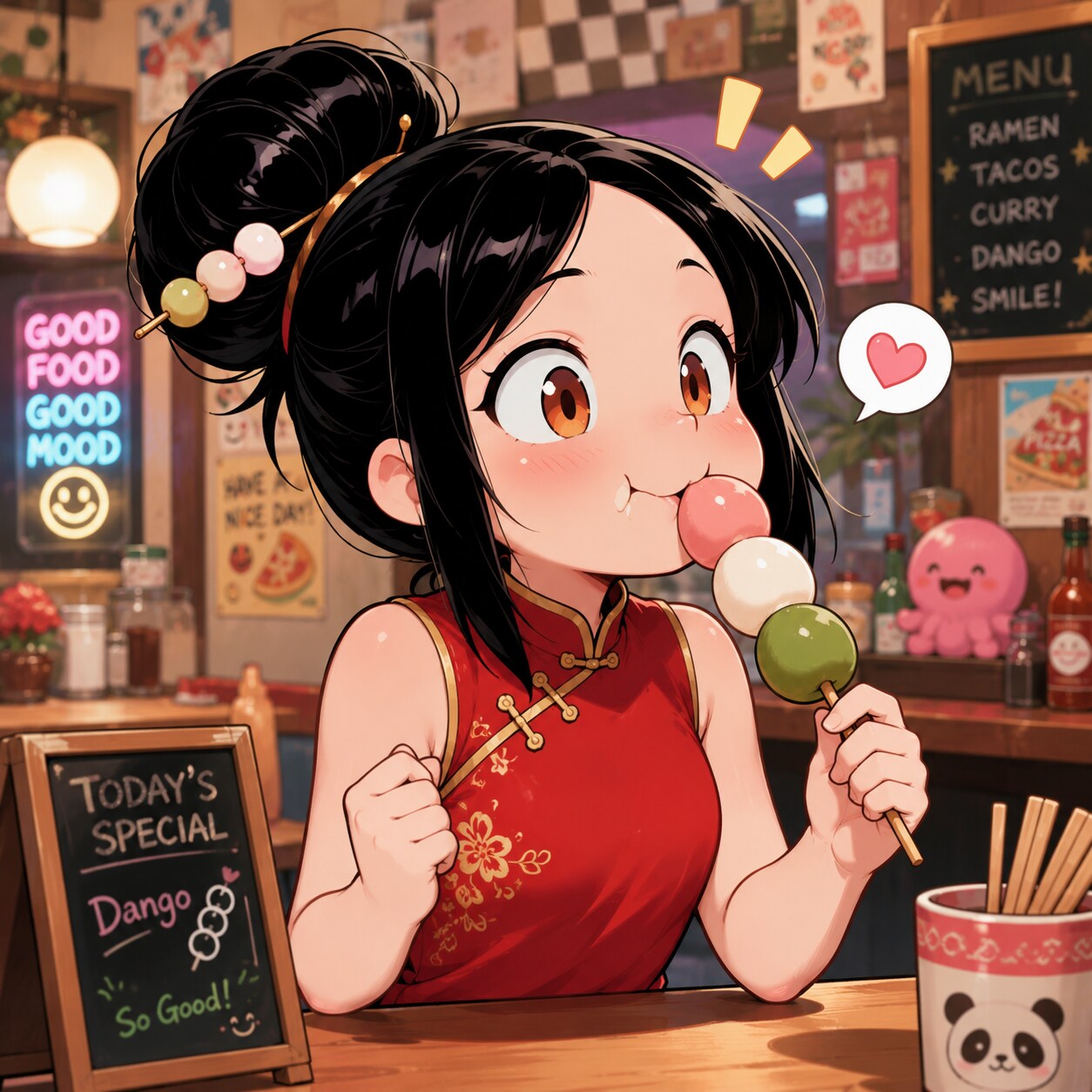 お団子、おいしー！