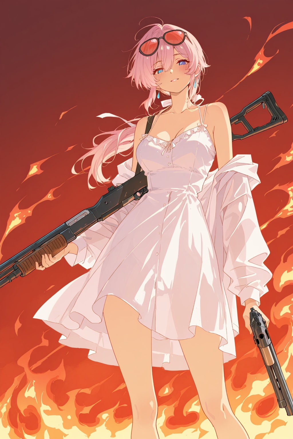 銃器らしきものをお持ちになられた女性