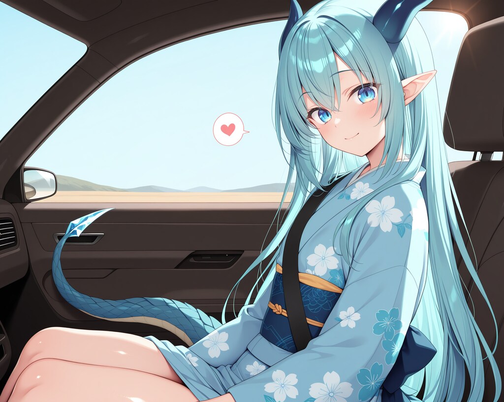 ドライブ中　助手席の竜娘さん