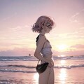 朝焼けの海岸とケントくん〜おとこの娘、ケント 2枚目