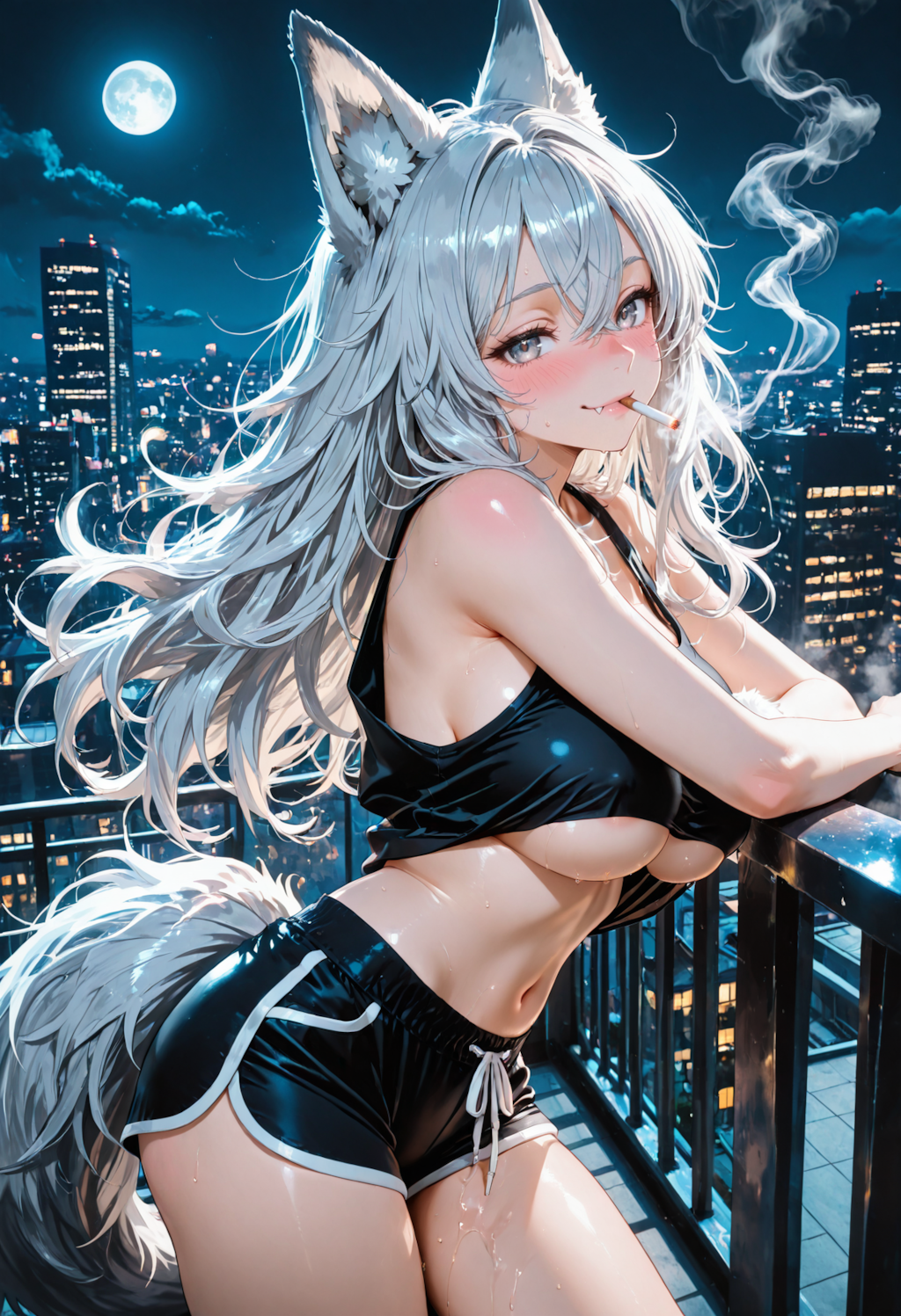 屋上の夜風に吹かれヤニケモナー