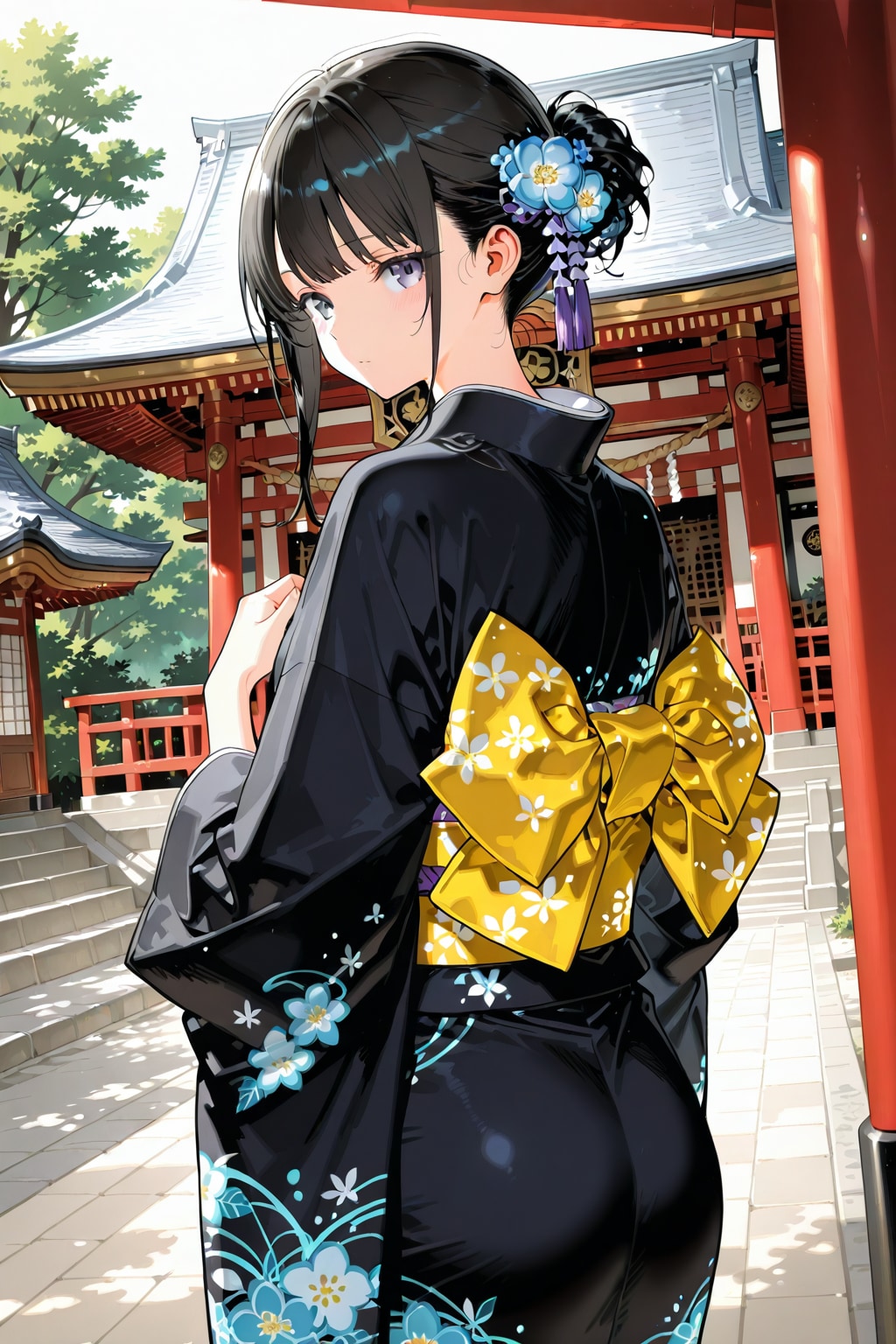 見返り　振り袖の女の子