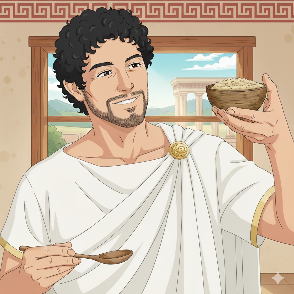 大麦の粥を食べる古代ギリシャ人