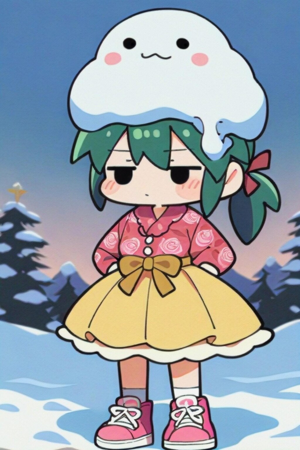 緑髪ちゃんと雪