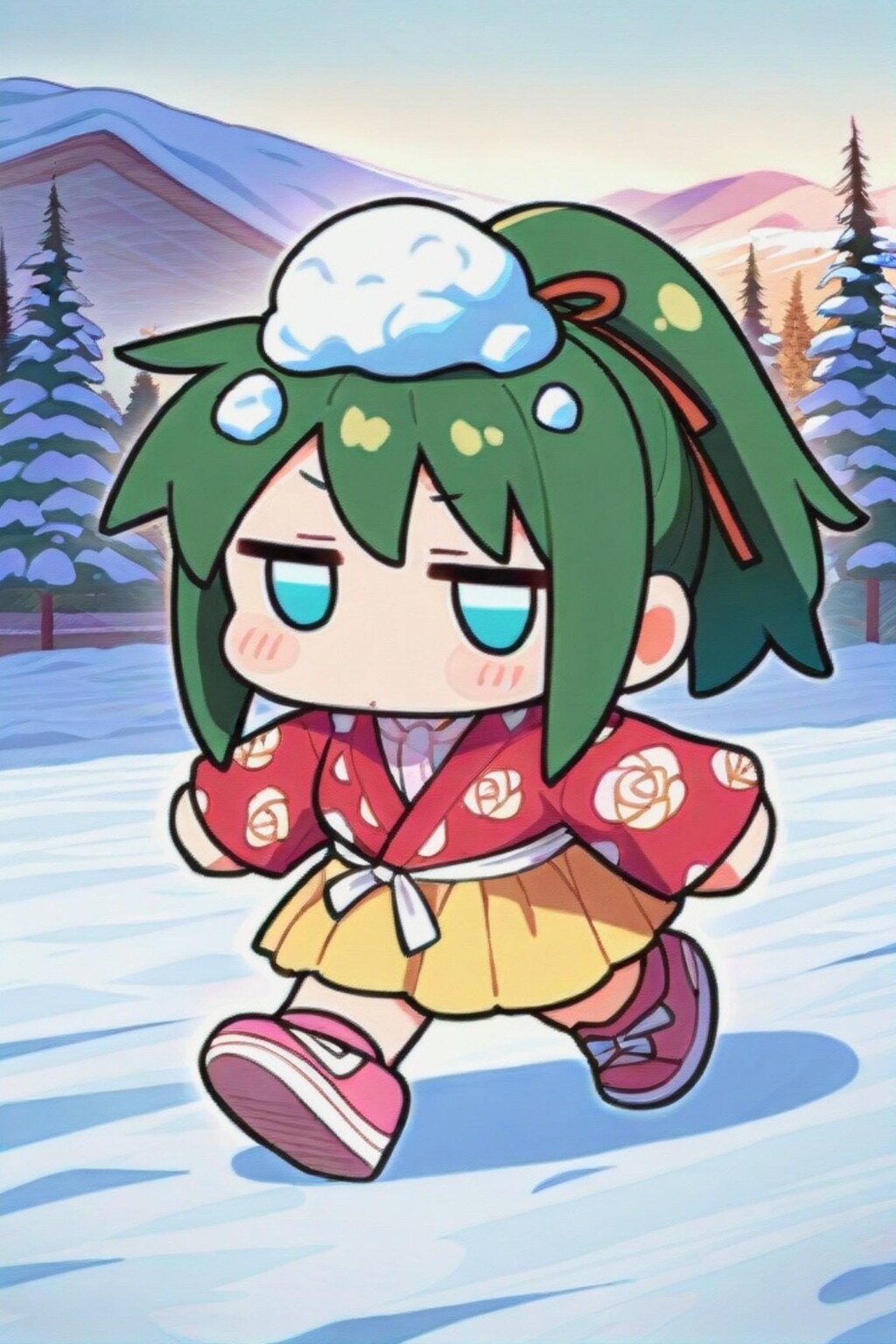 緑髪ちゃんと雪