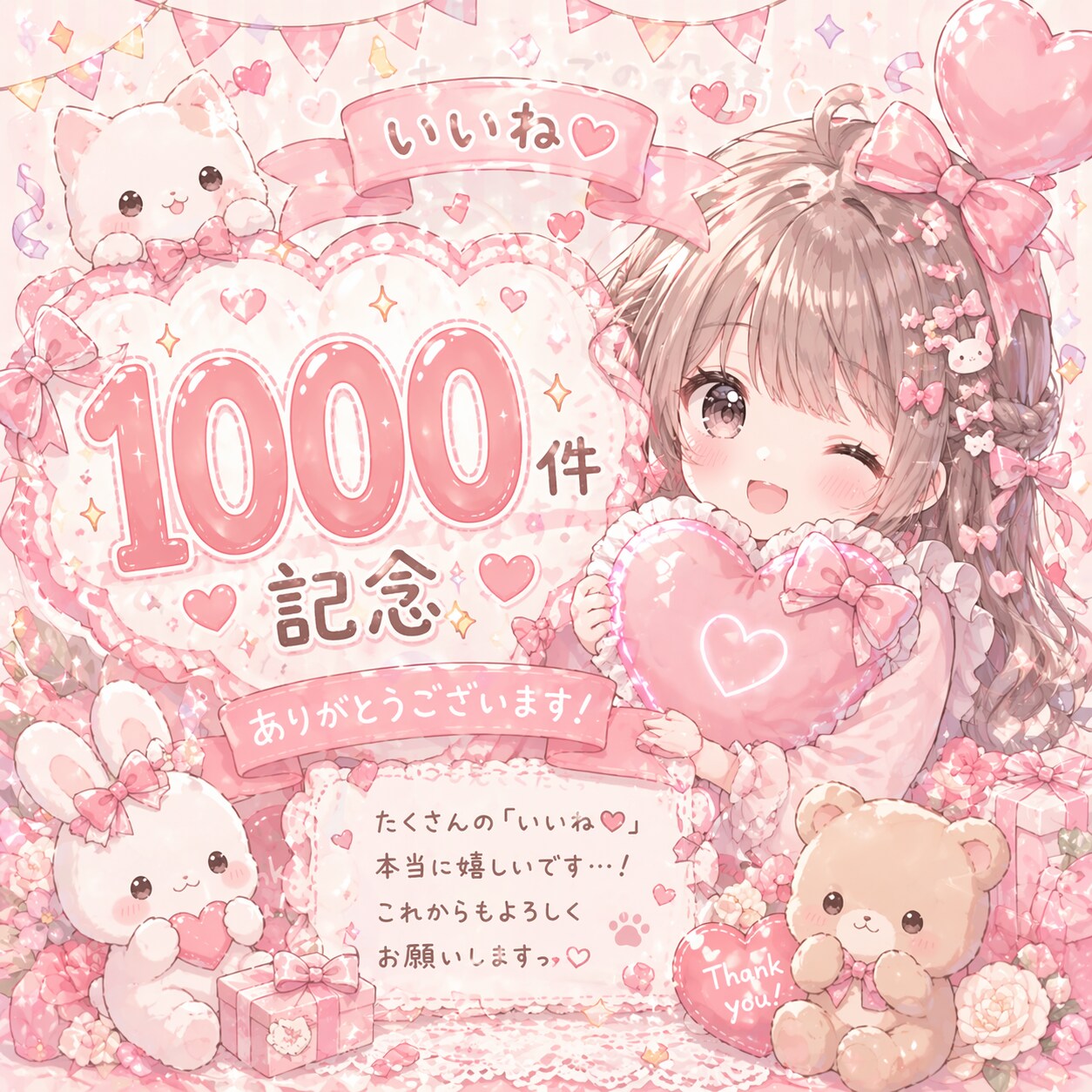 いいね 1000件記念 thx！ | の人気AIイラスト・グラビア