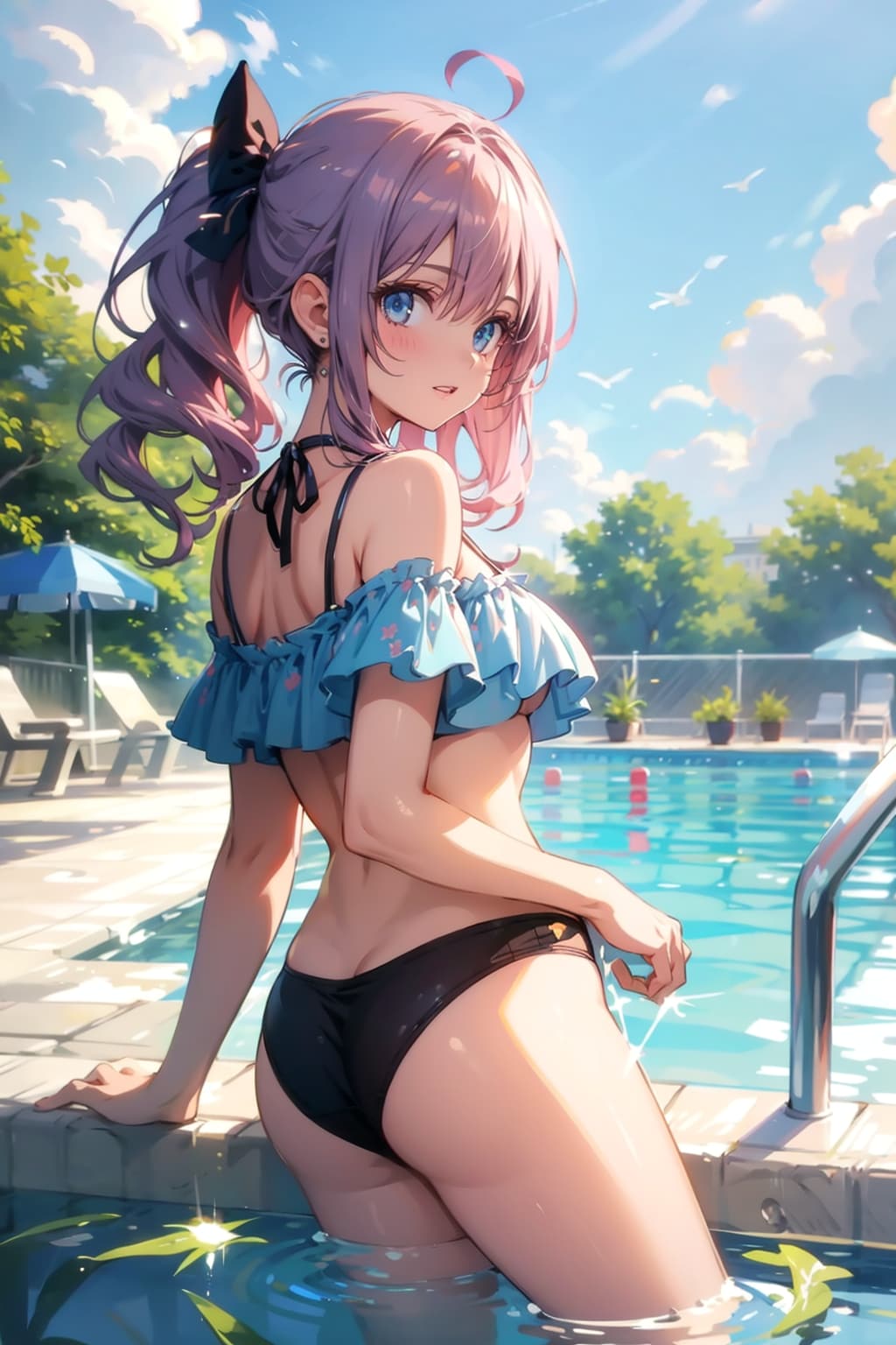 【習作】プールサイドの水着女性