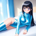 空色サテンレオタードサイハイソックス 4枚目