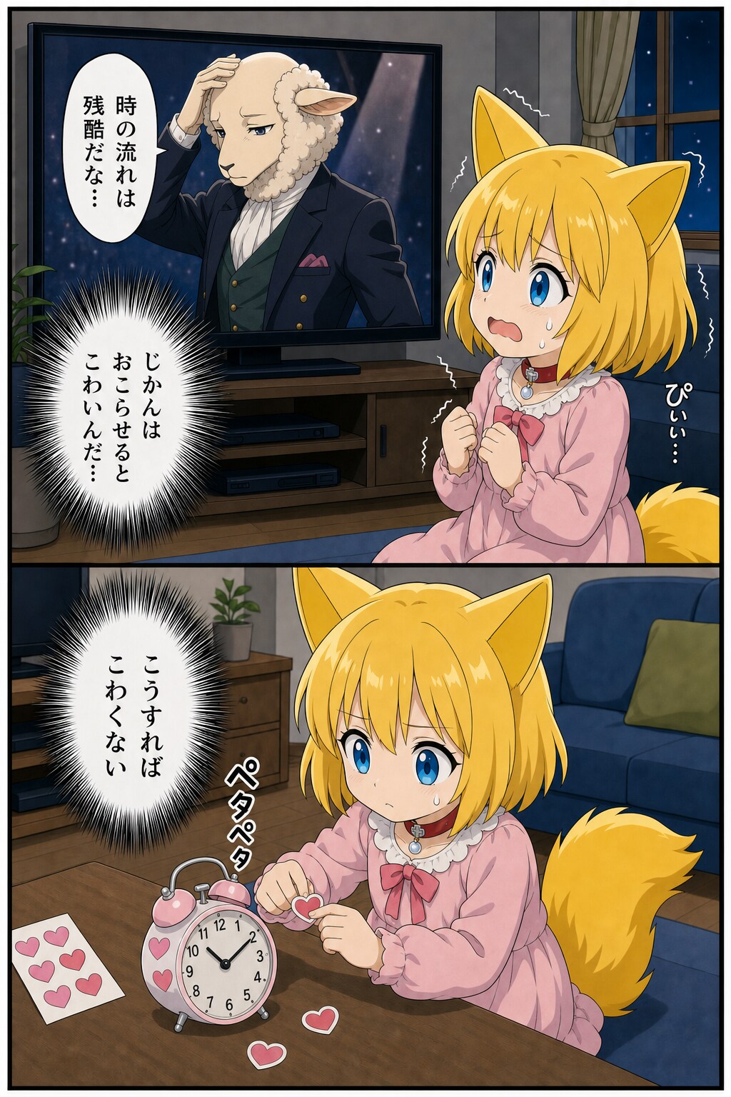 体毛を根こそぎ奪い去っていく時の流れに怯えるキツネ