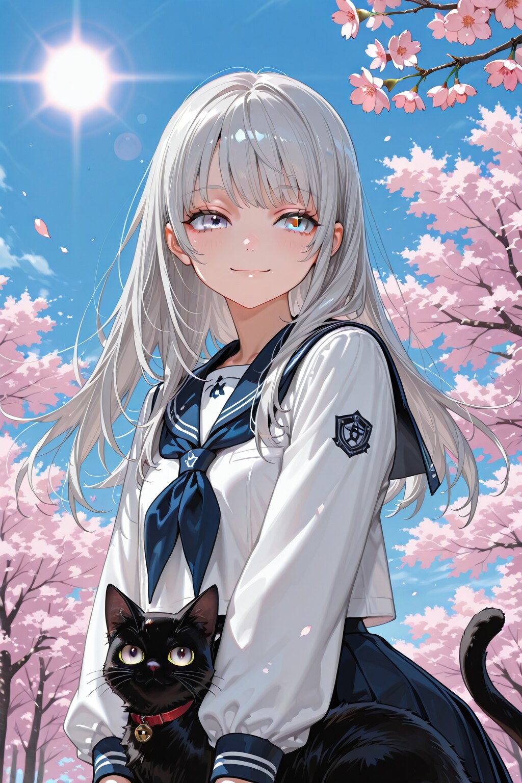 銀初少女と黒猫