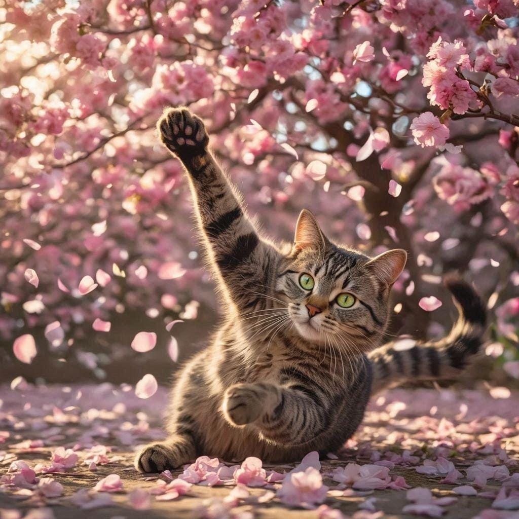 花見会場で踊る猫