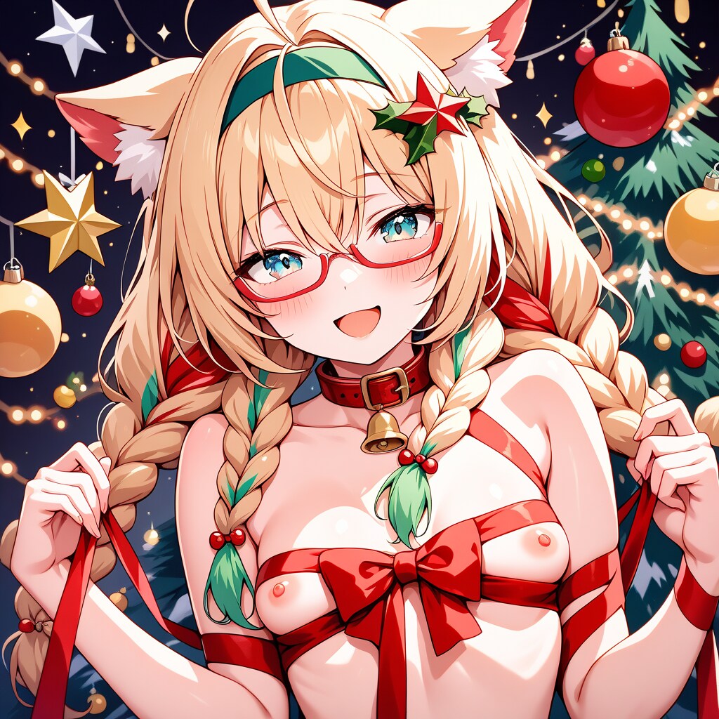 クリスマスの猫耳メガネちゃん