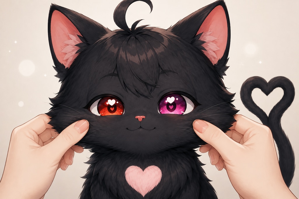 めあにゃん、ほっぺたむにむに