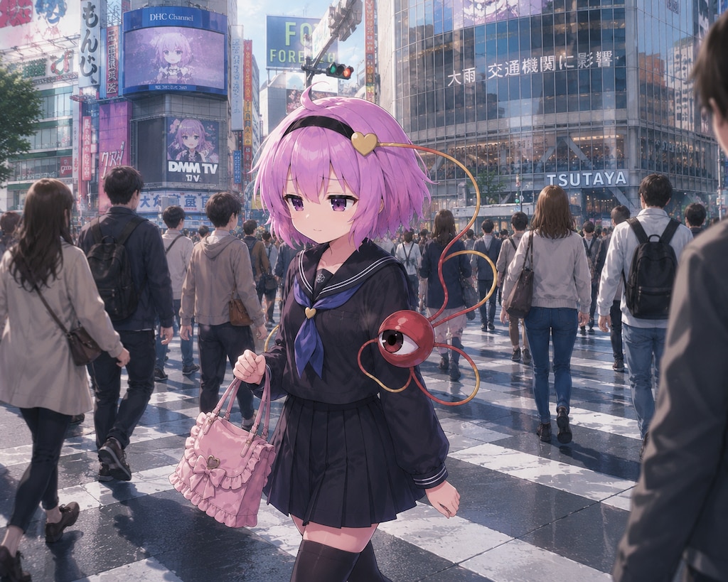 交差点を歩くさとりちゃん