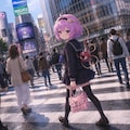 交差点を歩くさとりちゃん 2枚目