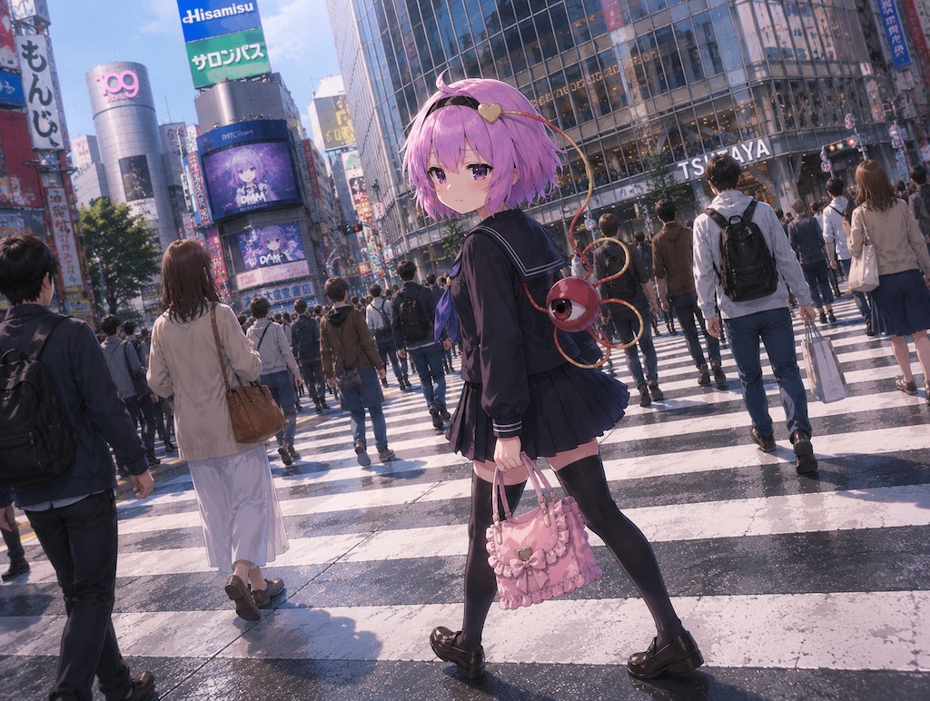 交差点を歩くさとりちゃん