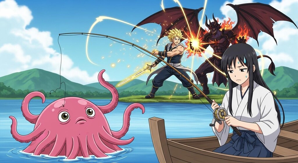 勇者と魔王が戦ってる横で釣り