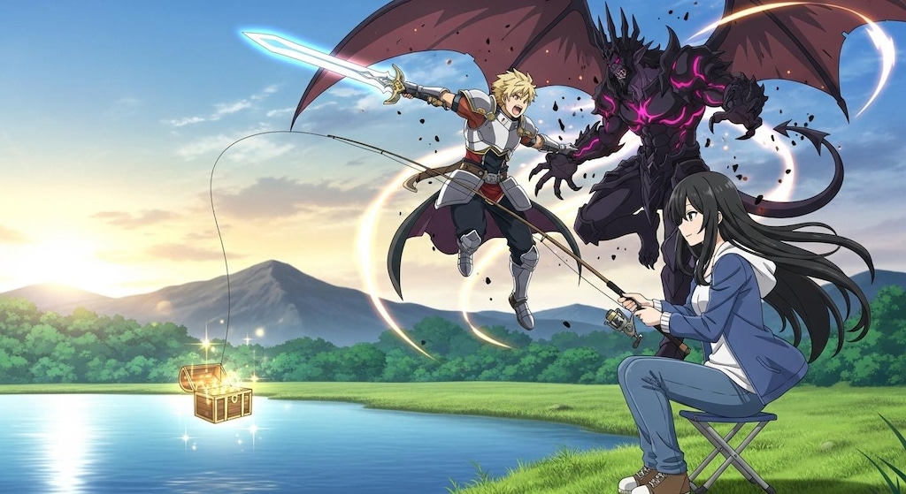 勇者と魔王が戦ってる横で釣り