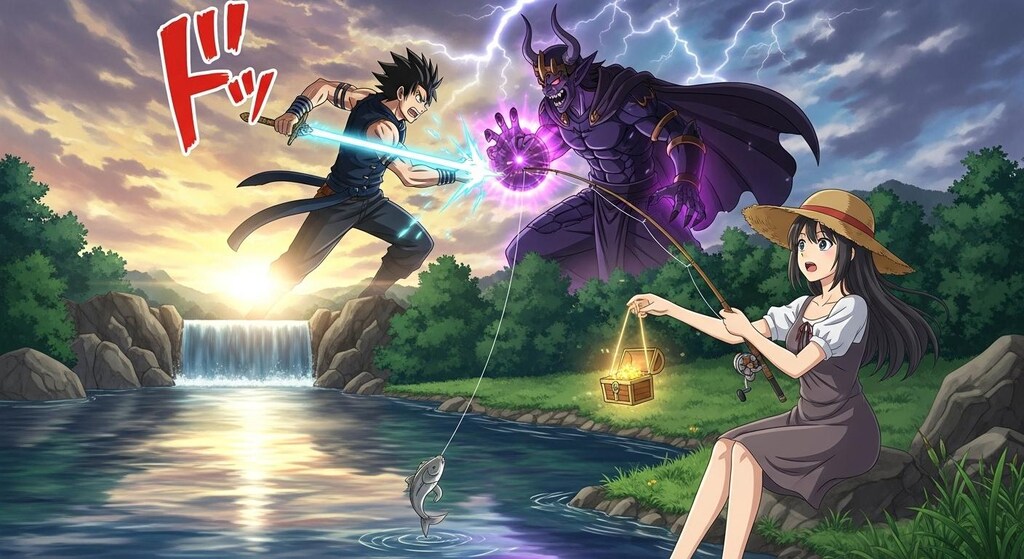 勇者と魔王が戦ってる横で釣り