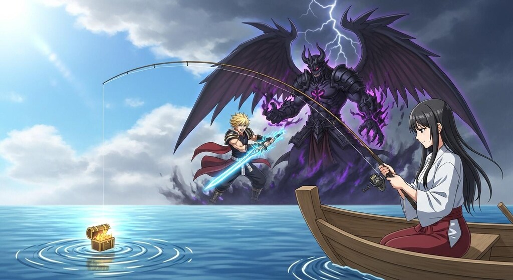 勇者と魔王が戦ってる横で釣り