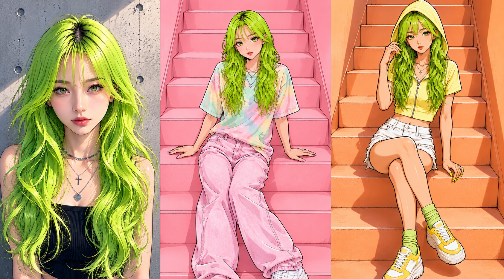 ライムグリーンヘアーちゃん♪