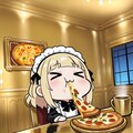 ✨目前に迫った黄金週間に備え黄金の部屋でおピッツァを食し気を高める系メイドちゃん✨ 3枚目
