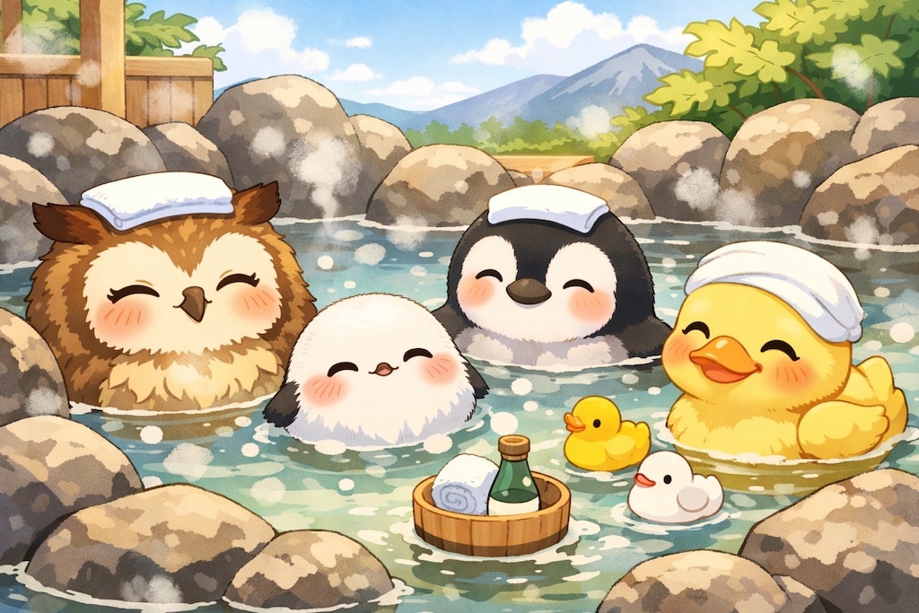 【動物】鳥さん達の温泉旅行