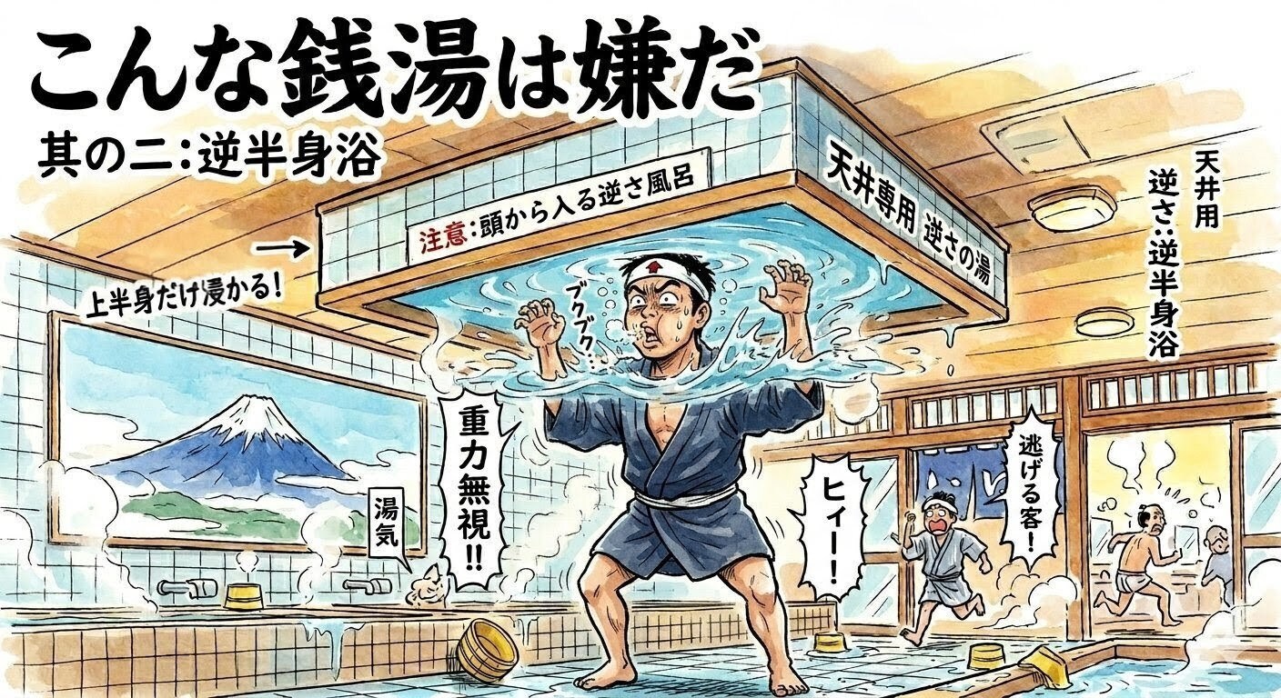こんな銭湯は嫌だ"逆半身浴"