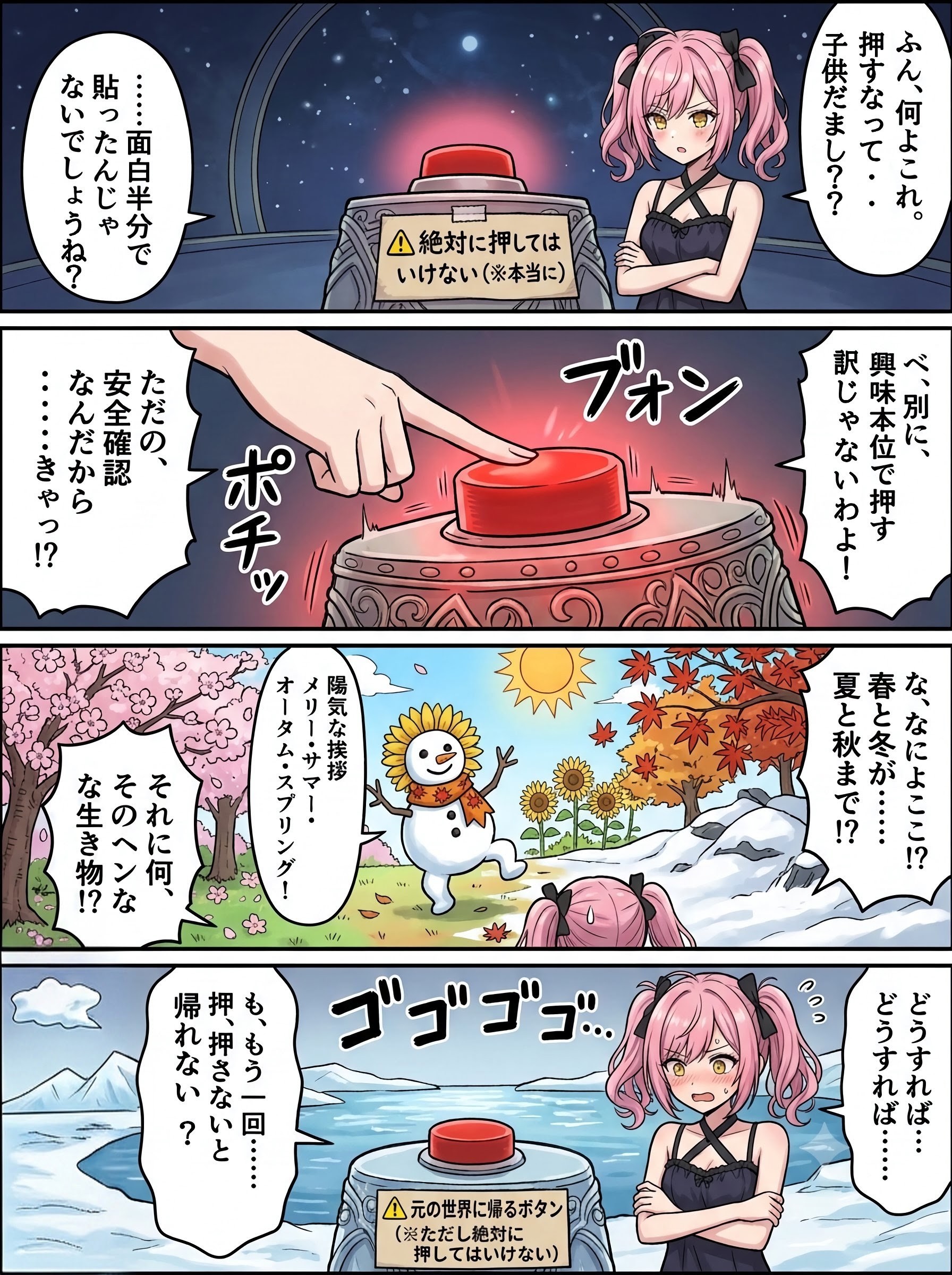 頑張れハルネちゃん〜ボタンを押したら⋯編 | の人気AIイラスト・グラビア