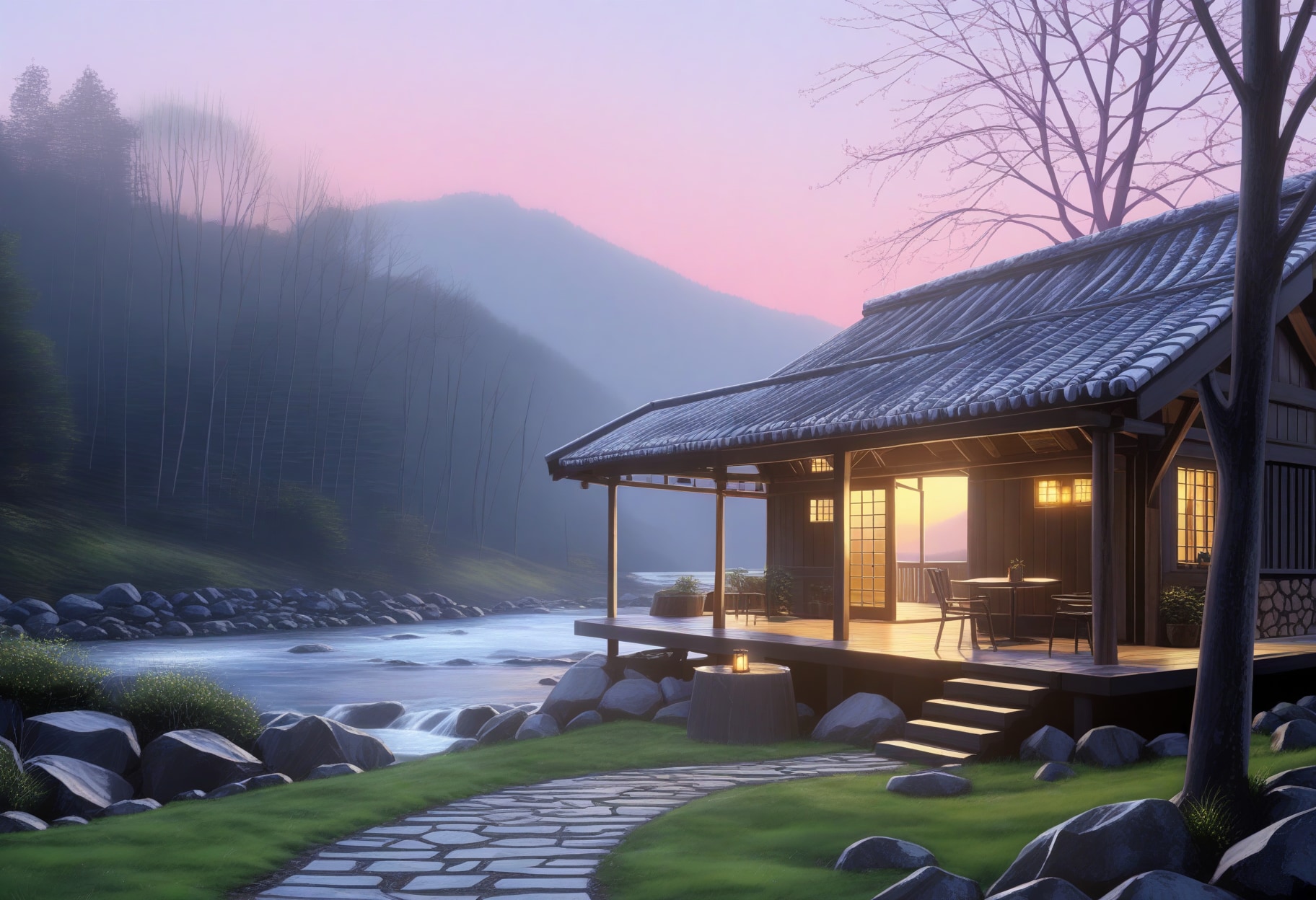 未明の森のカフェ | の人気AIイラスト・グラビア