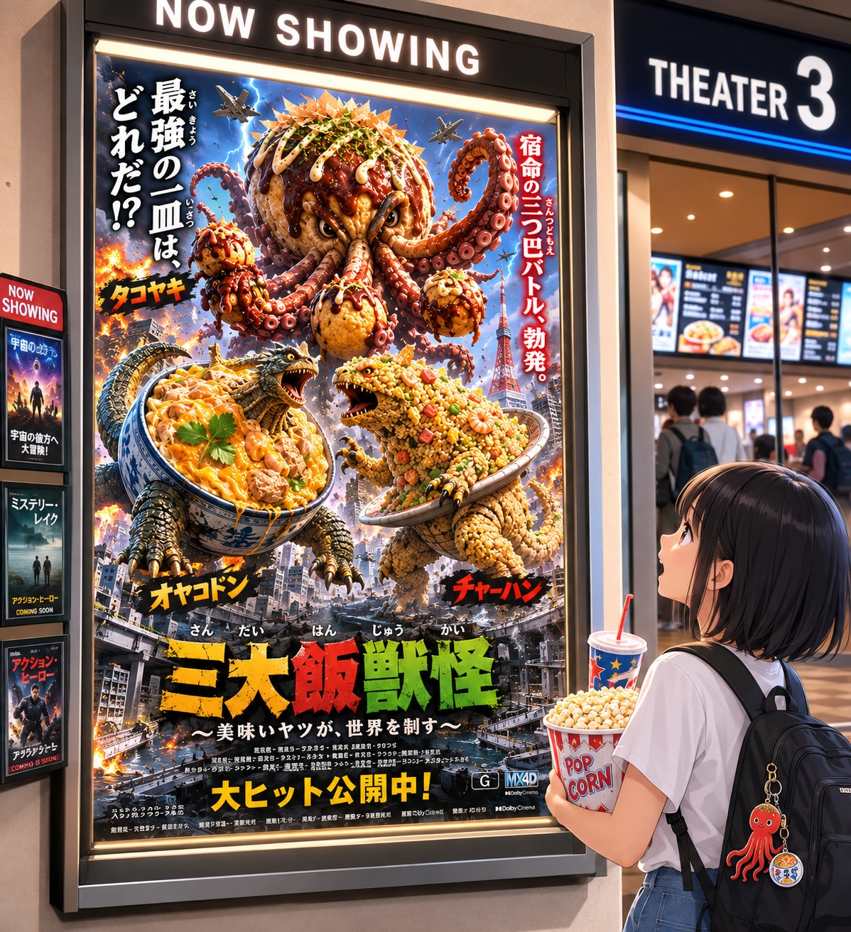 映画ポスターを見ている女の子